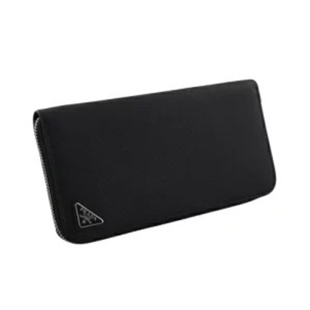 Prada Long Wallet Saffiano Leather Triangle Black  Nero Black - Picture 2 of 7